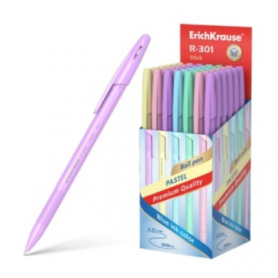 Ручка ErichKrause шариковая R-301 ар.55387 PastelStick .07mm синий  50шт/уп